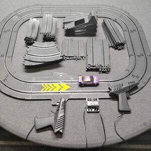 Vintage 1/43 Scale Slot Car Racing Set 58pc Lot Purple Racer Controllers DIY